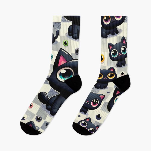 Item preview, Charming Checkered Cartoon Cats designed and sold by inkArtistryfine.