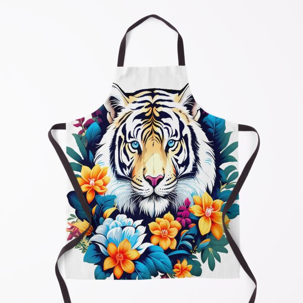 Artikelvorschau, Weißer Tiger, umgeben von wunderschönen kräftigen Frühlingsblumen entworfen und verkauft von BirdsnStuff.