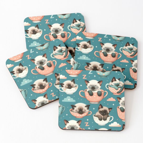 Item preview, Cozy Kittens in Teacups Pattern designed and sold by inkArtistryfine.