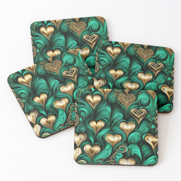 Item preview, Lots of Gold Hearts and Teal Swirls designed and sold by PRBloem.