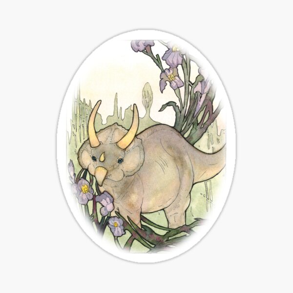 Triceratops in the Iris Watercolor Sticker
