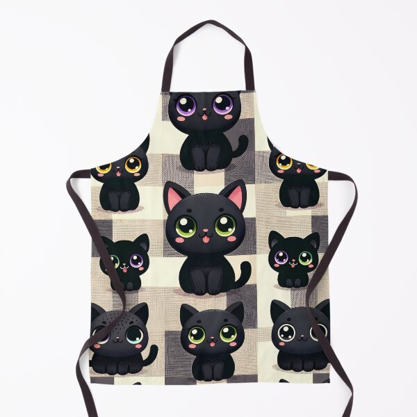 Item preview, Adorable Black Cartoon Cats Pattern designed and sold by inkArtistryfine.