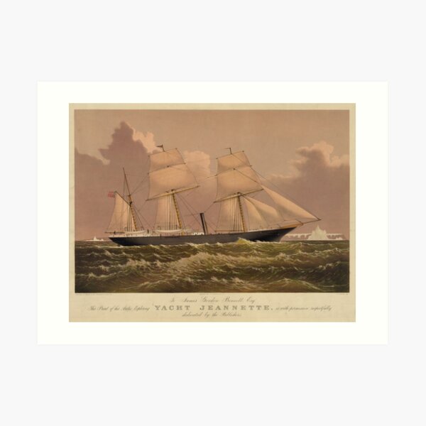 Vintage Illustration of a Frigate Sailboat (1881) Art Print