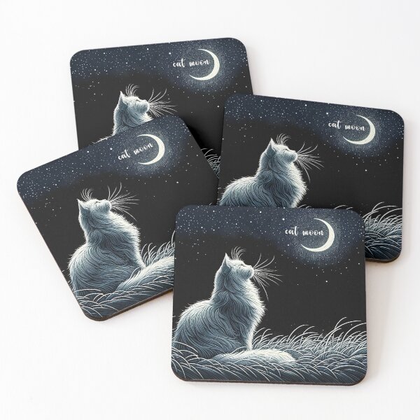 Item preview, Stargazing Feline under Crescent Moon designed and sold by inkArtistryfine.