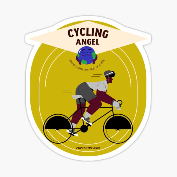 Item preview, cycling angel saving earth riding bicycle adventure cycling designed and sold by PopTShirt.