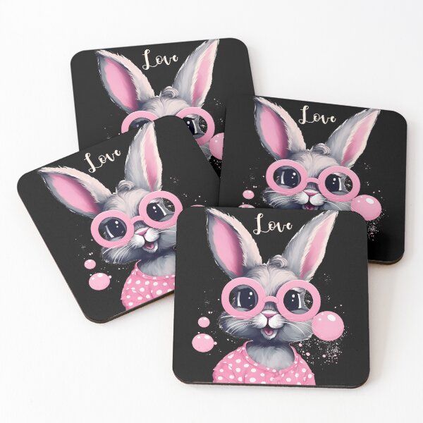 Item preview, Chic Polka-Dotted Bunny with Glasses designed and sold by inkArtistryfine.