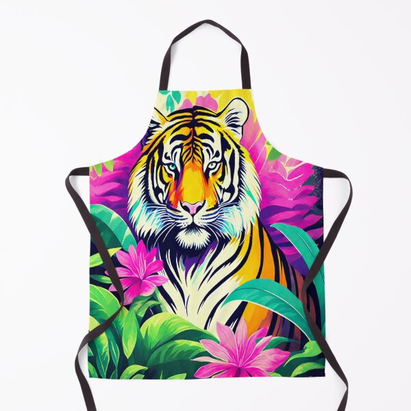 Artikelvorschau, Orangefarbener Bengaltiger in kräftigen, lebendigen Dschungelfarben entworfen und verkauft von BirdsnStuff.