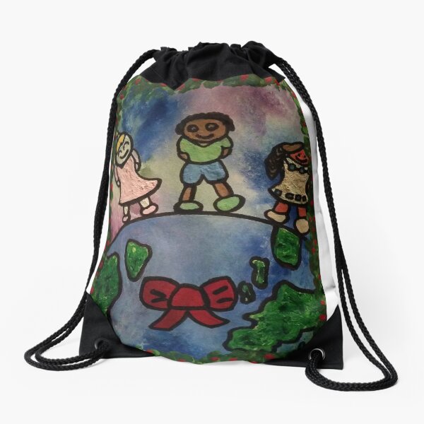 Children Around the World Painting Drawstring Bag