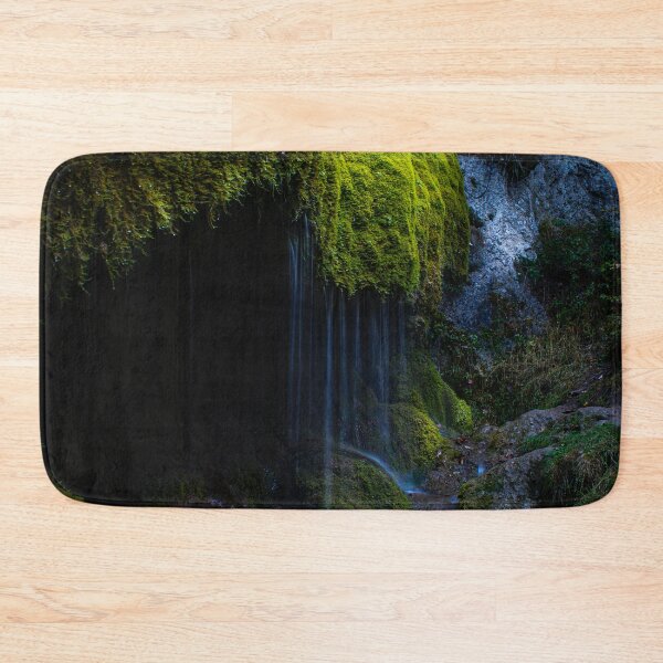 Item preview, Moss-covered waterfall in the forest - Calming photo print for nature lovers Dreimühlen designed and sold by TRex-Landscapes.