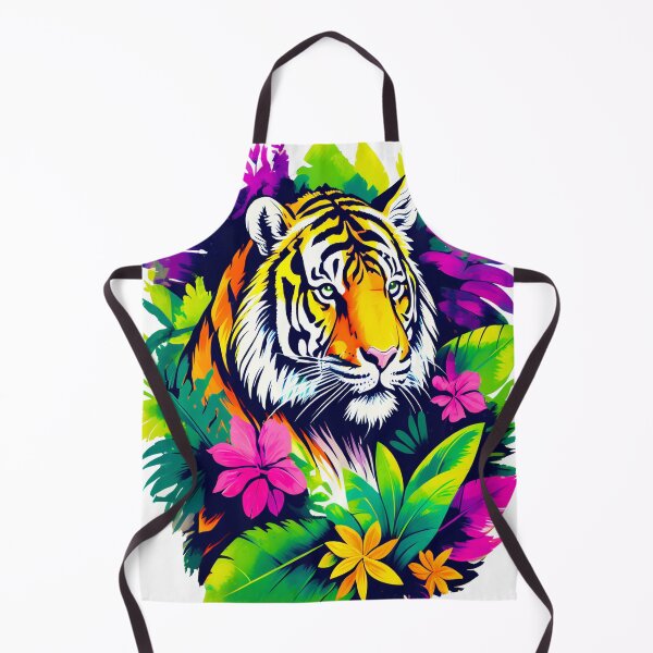 Artikelvorschau, Orangefarbener Bengaltiger in kräftigen, lebendigen Dschungelfarben entworfen und verkauft von BirdsnStuff.