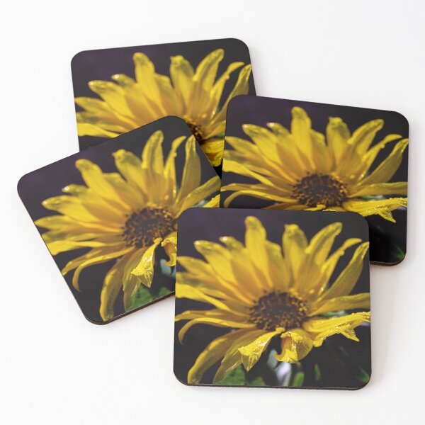 Item preview, Bright yellow flower with morning dew - vibrant photo print full of freshness and naturalness designed and sold by TRex-Landscapes.