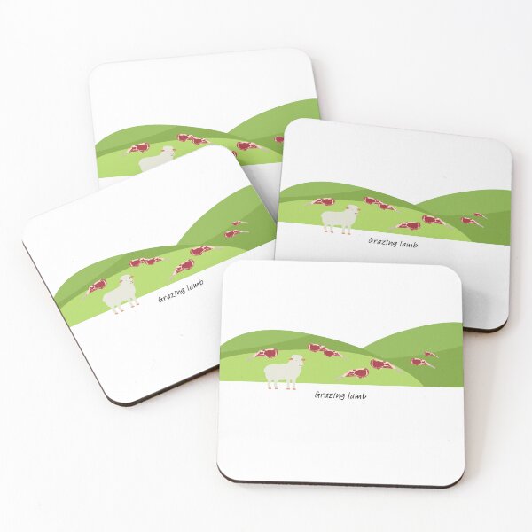 Item preview, Grazing lamb (chops) on green hills (with lamb) designed and sold by ProjectLui.