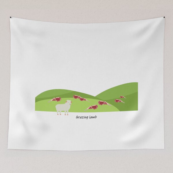 Item preview, Grazing lamb (chops) on green hills (with lamb) designed and sold by ProjectLui.
