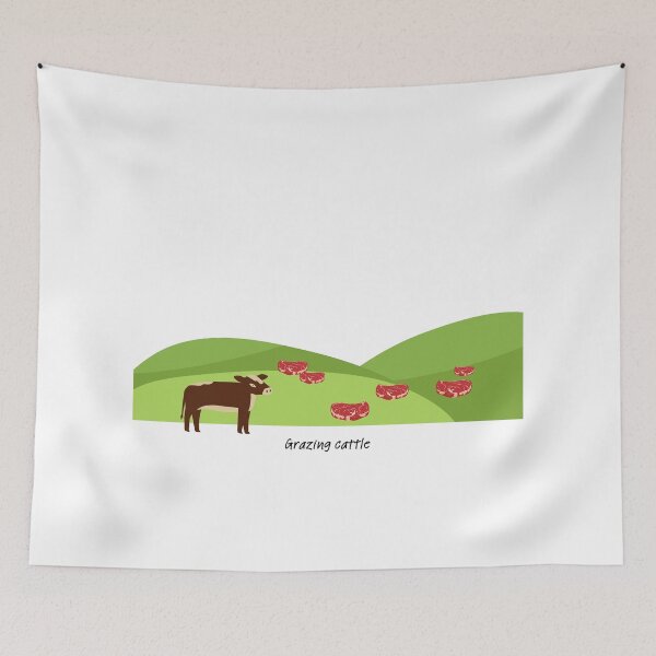 Item preview, Grazing cattle (beef) on green hills (with cow) designed and sold by ProjectLui.