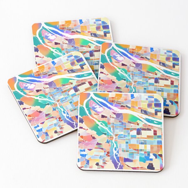 Item preview, Portland Oregon City Map - Tropical Rainbow Scheme designed and sold by StylishStacks.
