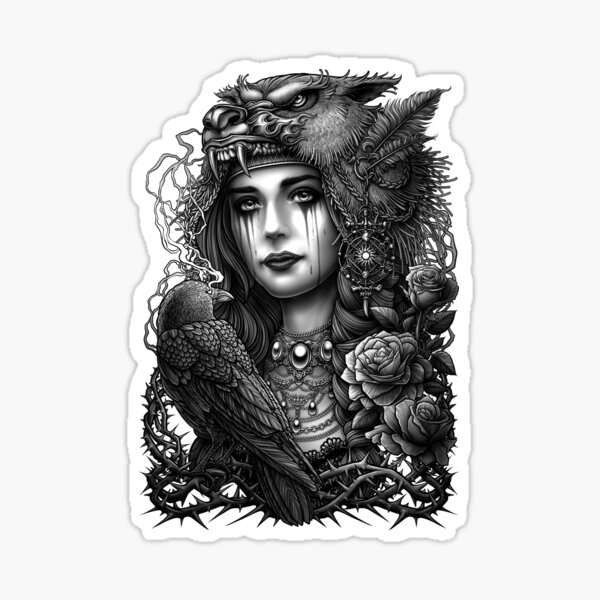 Item preview, Neo traditional tattoo noble woman designed and sold by Winya.