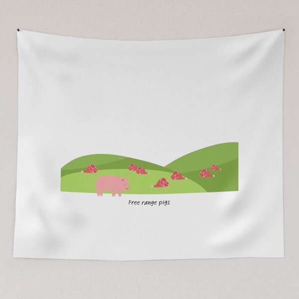 Item preview, Free range pigs (ham) on green hills (with pig) designed and sold by ProjectLui.