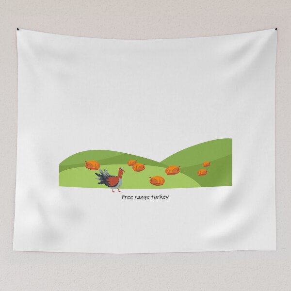 Item preview, Free range turkey on green hills (with turkey) designed and sold by ProjectLui.