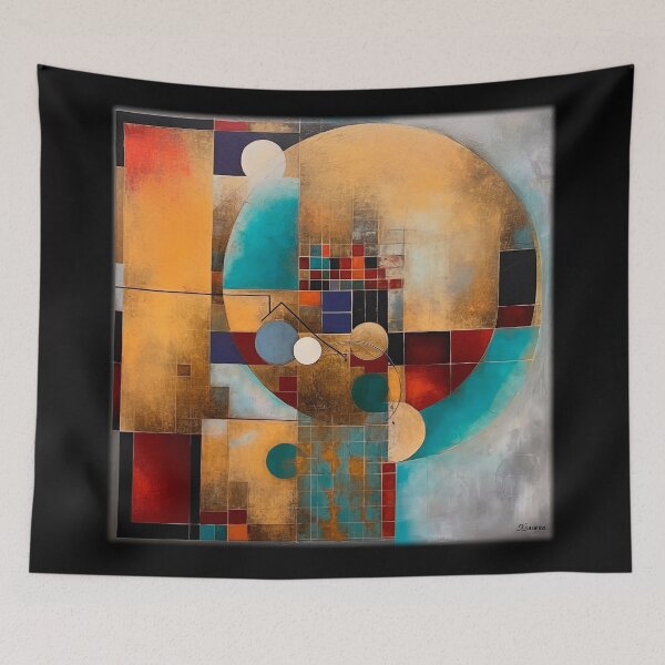 Item preview, Cubism, abstract, cubist, mid century art, geometric art, painting, nordic, scandinavian, design, circle, designed and sold by KsaveraArt.