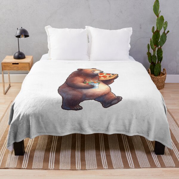 Item preview, Cute Bear Eating Pizza | In Water Color designed and sold by SnuggleSafari.