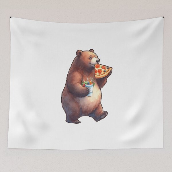 Item preview,  Cute Bear Eating Pizza | In Water Color designed and sold by SnuggleSafari.