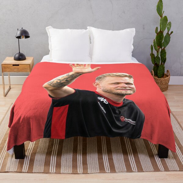 Item preview, Kevin Magnussen F1 Driver Waving in Haas F1 Team Tshirt Nico Hulkenberg Teammate designed and sold by FormulaGTee1.