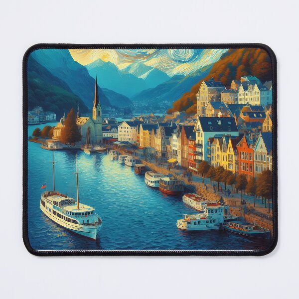 Item preview, Bergen, Norway, design in the style of Vincent van Gogh Starry Night designed and sold by CreativeSparkzz.