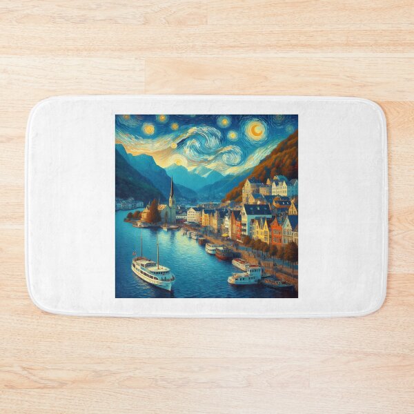 Item preview, Bergen, Norway, design in the style of Vincent van Gogh Starry Night designed and sold by CreativeSparkzz.