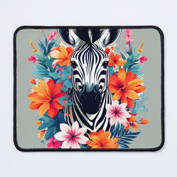 Item preview, Black and White Zebra Surrounded by Bold Vibrant Spring Flowers designed and sold by BirdsnStuff.