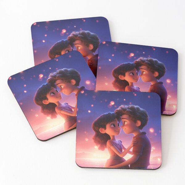 Item preview, Romantic Getaway: 3D Rendering of Cartoon Couple on the Beach designed and sold by hjian8219.