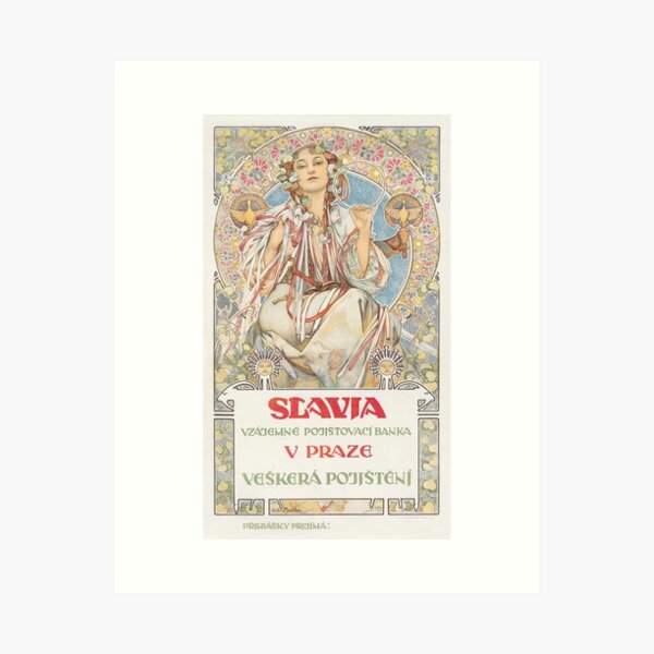 Aperçu de l'œuvre Slavia, d'Alphonse Mucha. HAUTE DÉFINITION créée et vendue par MINDTHECHERRY.