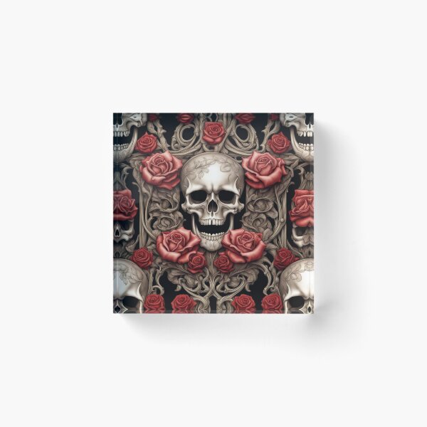 Item preview, rose skull patterned designed and sold by TheDarkVault.