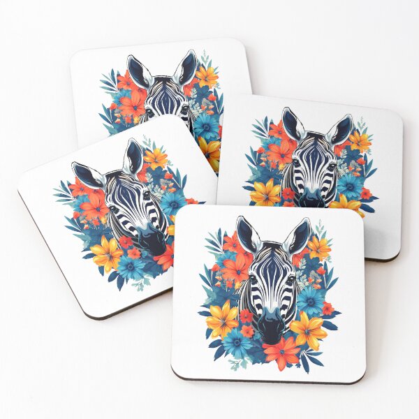 Item preview, Black and White Zebra Surrounded by Bold Vibrant Spring Flowers designed and sold by BirdsnStuff.