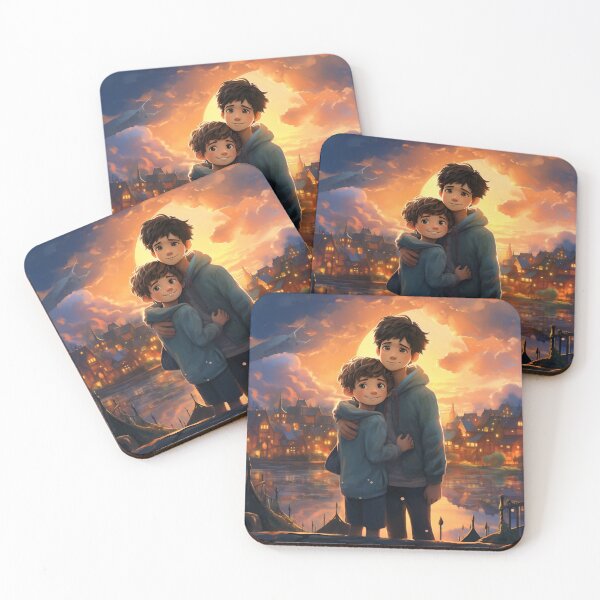 Item preview, Brotherhood in Wonderland: Front View of Boys Hugging in a Fantasy World designed and sold by hjian8219.