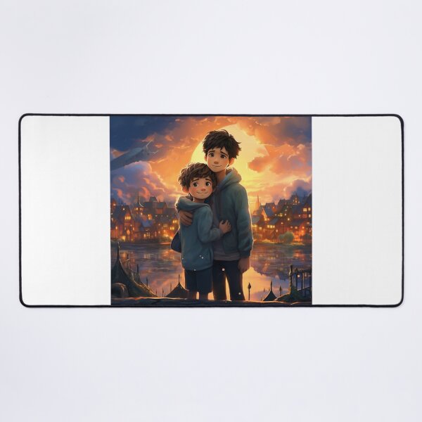 Item preview, Brotherhood in Wonderland: Front View of Boys Hugging in a Fantasy World designed and sold by hjian8219.