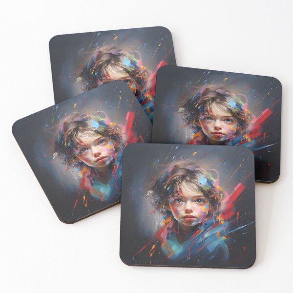 Item preview, portrait of little boys colorful abstract art streetart designed and sold by Lyadesigne.