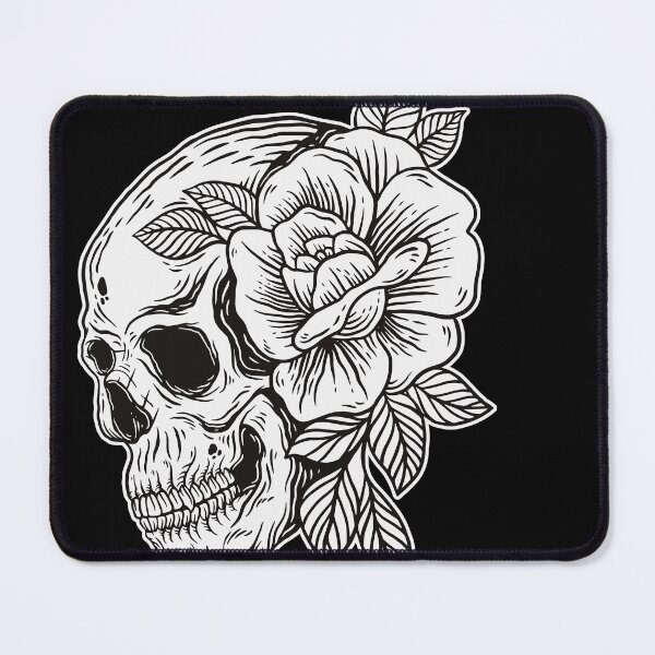 Item preview, Skull With Floral Rose Dark Art Skull Bone Horror Tattoo Grunge designed and sold by MORSPECTIVE.
