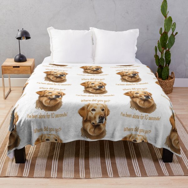 Item preview, serious face golden retriever with words where did you go? i've been alone for 10 seconds! designed and sold by planetgolden.