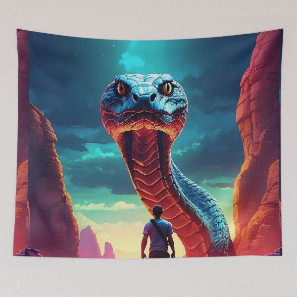 Item preview, Snake Encounter at Dusk: The Serpent’s Majesty designed and sold by ArtComixHaven.