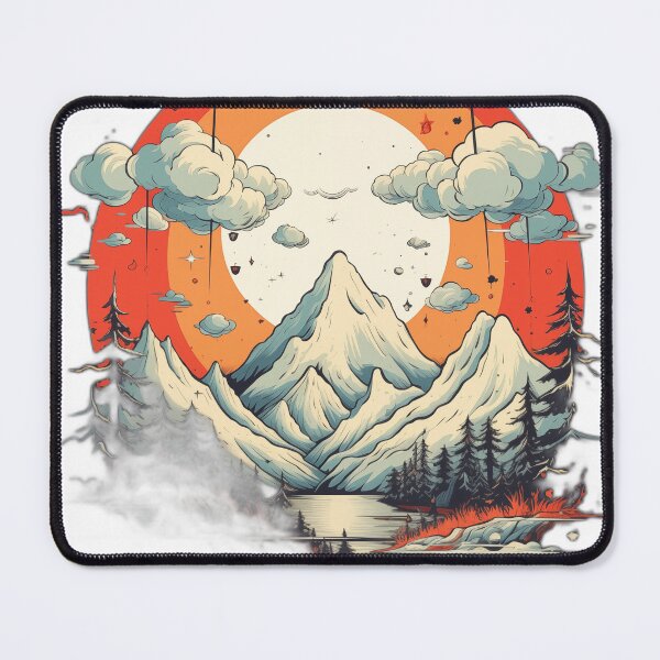 Item preview, a mountain scene with a lake and trees under a full moon designed and sold by artumbre.
