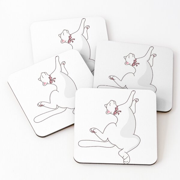 Item preview, Cute white cat lying on its back designed and sold by TiffyChaa.