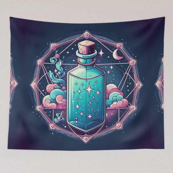 Item preview, Stars in a bottle Magical Magic Potion Bottle Crystals Moon Galaxy designed and sold by CoffeeIsATrip.