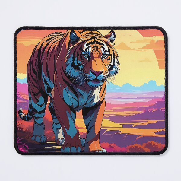 Item preview, Majestic Tiger Prowls at Sunset on Mountain Path designed and sold by ArtComixHaven.