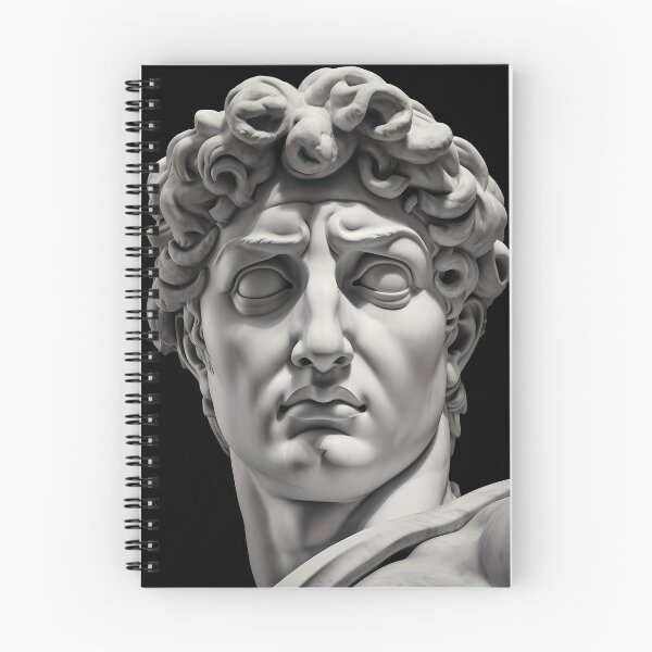 Artikelvorschau, Kopffigur der David-Statue von Michelangelo – klassisches Porträt der antiken David-Statue entworfen und verkauft von MadeByRobots.