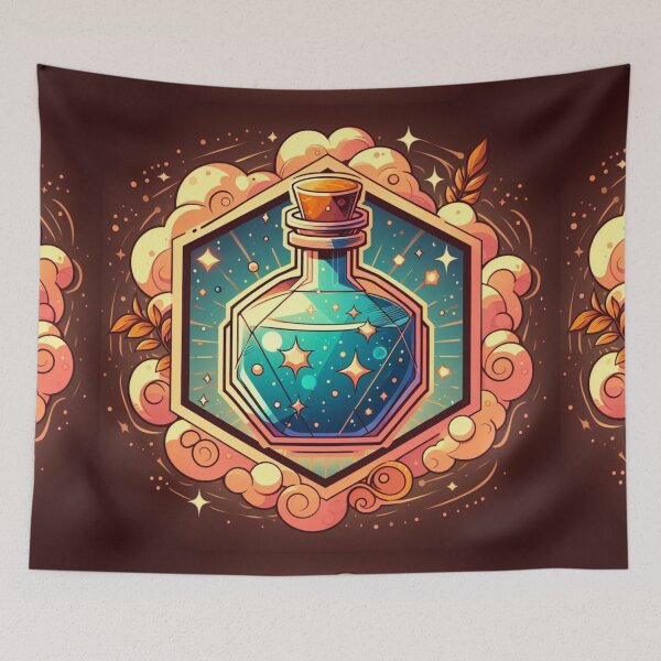 Item preview, Crystal in a bottle Magical Magic Potion Galaxy Stars Fire Spell designed and sold by CoffeeIsATrip.