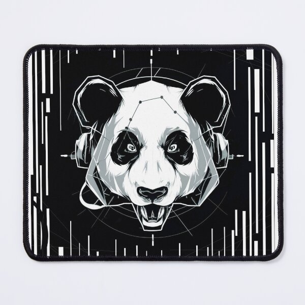 Item preview, Panda. Panda DJ. Cyberpunk. Monochrome colors. Black and white. Panda wearing headphones. designed and sold by MagelliShop.