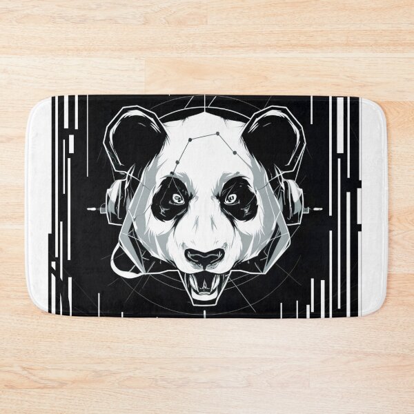 Item preview, Panda. Panda DJ. Cyberpunk. Monochrome colors. Black and white.  Panda wearing headphones. designed and sold by MagelliShop.