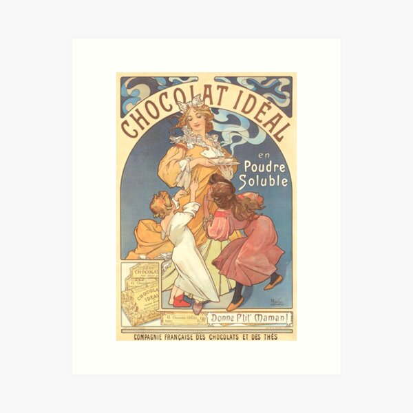 Aperçu de l'œuvre Chocolat Idéal, d'Alphonse Mucha. HAUTE DÉFINITION créée et vendue par MINDTHECHERRY.