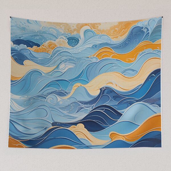 Item preview, A blue and orange waves designed and sold by johndesign88.