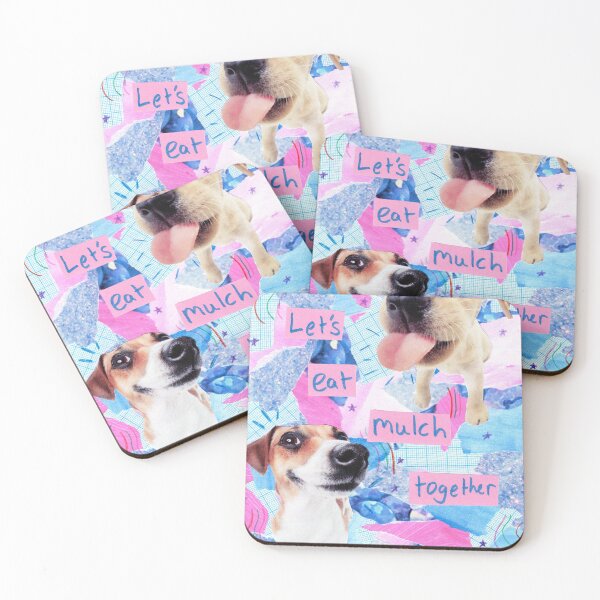 Item preview, Lets Eat Mulch Together, Dog collage designed and sold by OnBambisMind.